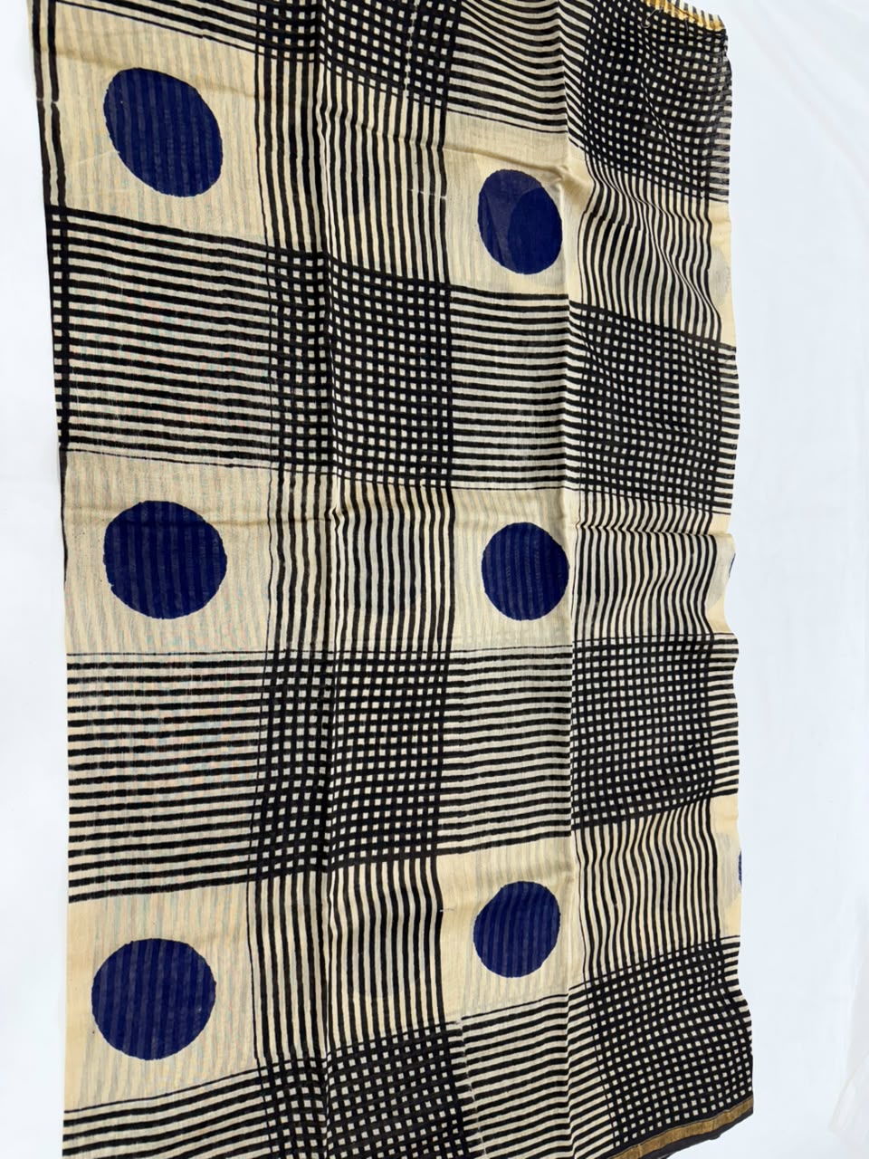 Bagru Polka Dot Print Chanderi Silk Suit Set