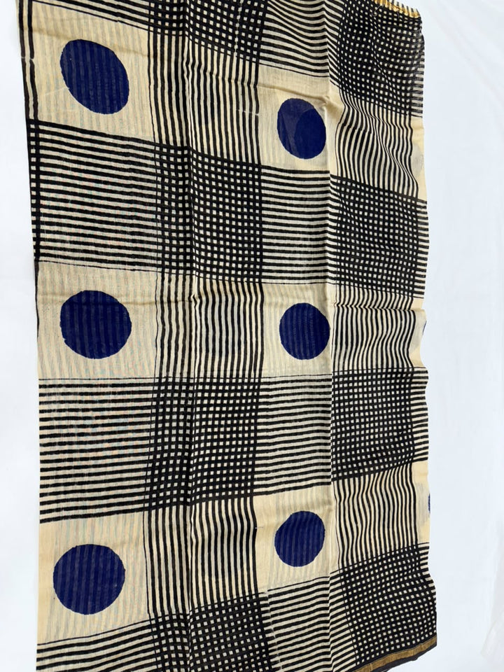 Bagru Polka Dot Print Chanderi Silk Suit Set