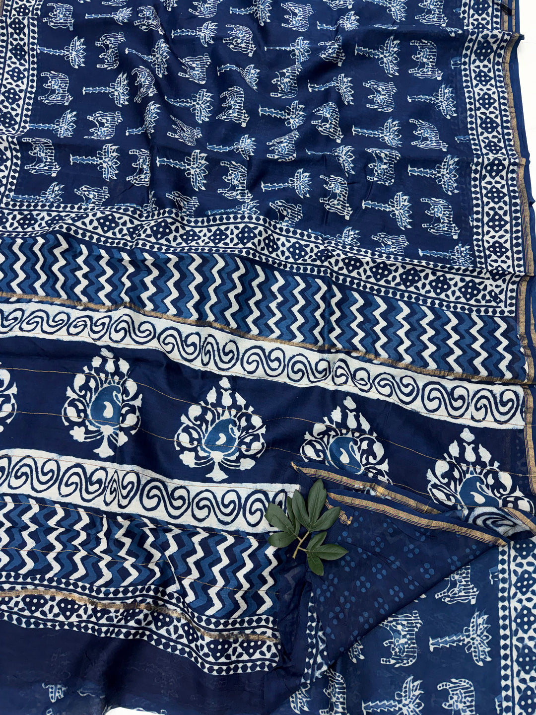 Dabu print pure chanderi silk saree.