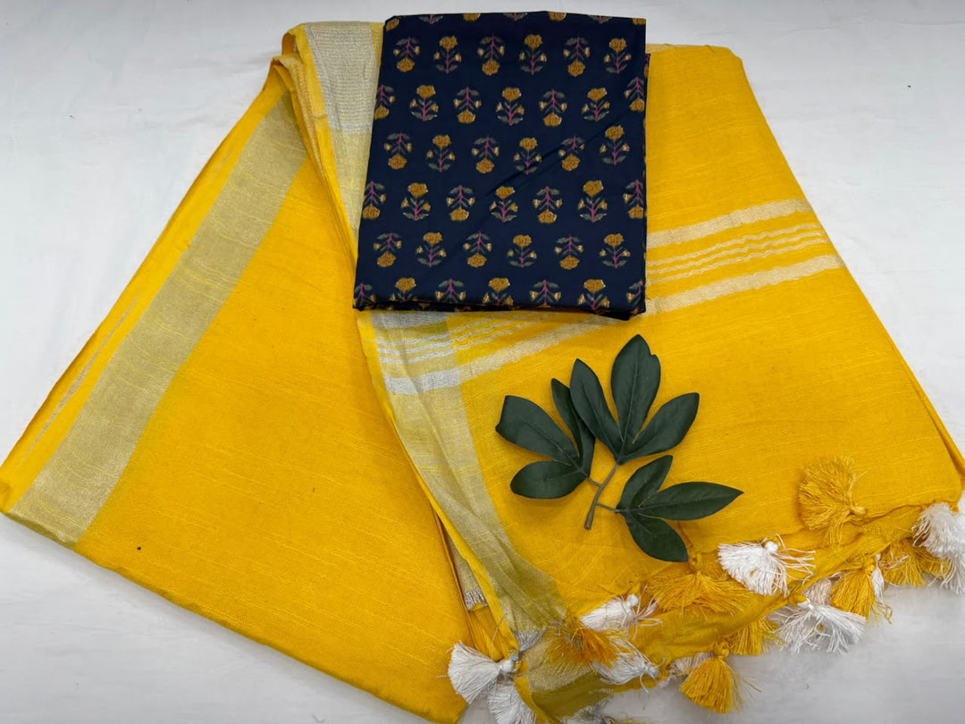 Beautiful Handloom Cotton linen Saree