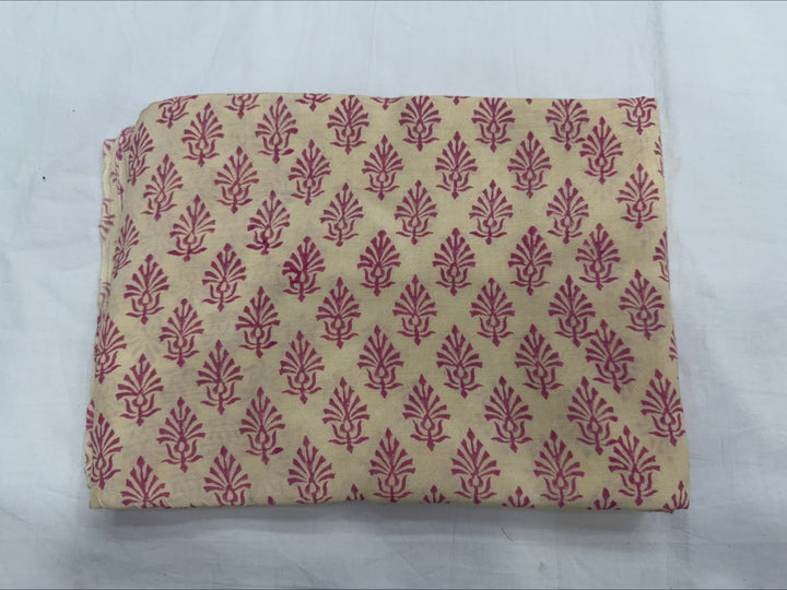 Hand Block Printed Floral Pure Chanderi Silk Suit Set