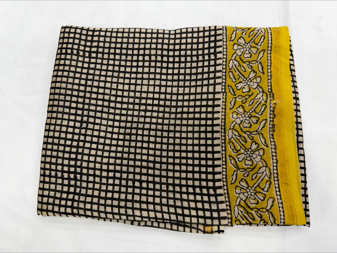 Bagru Handblock Geometric Check Chanderi Silk Suit Set