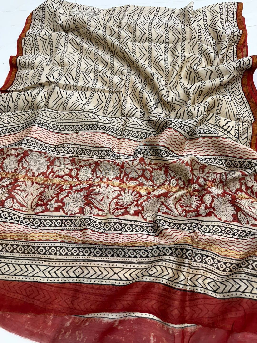 Designer Hand Block Printed Chanderi Silk Suit Set