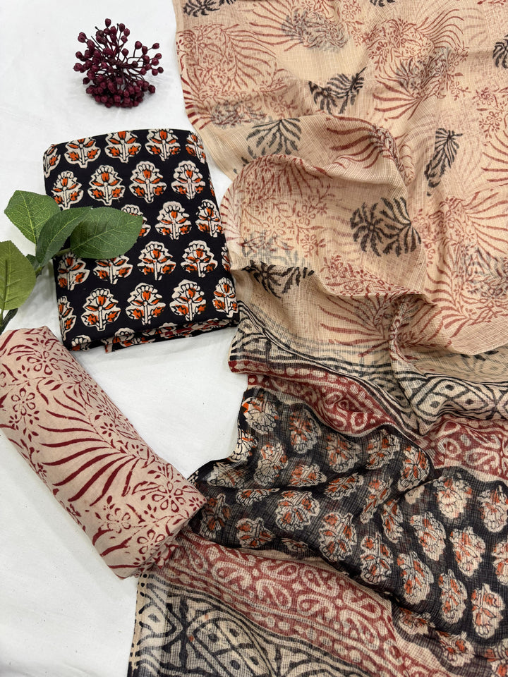 Trendy Cotton Suit With Kota Doriya Dupatta