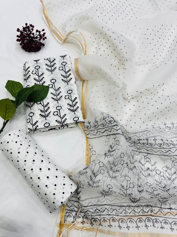 Beautiful Cotton Suit Set With Kota Doriya Dupatta