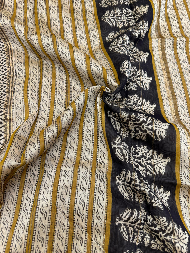 Bagru Printed Maheshwari silk saree