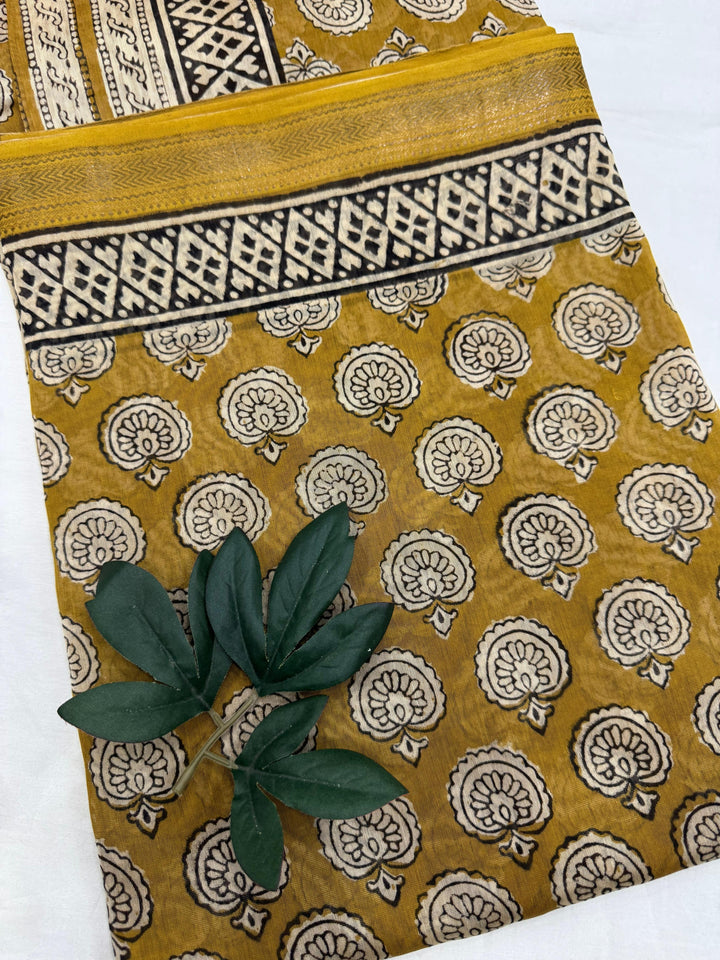 Bagru Printed Maheshwari silk saree