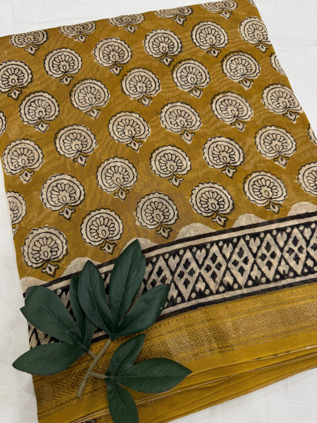 Bagru Printed Maheshwari silk saree
