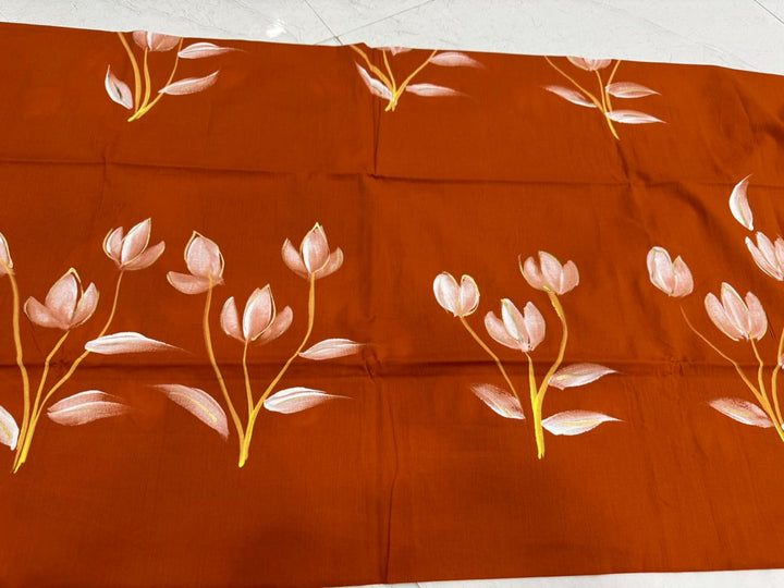 Hand Painted cotton suit chiffon dupatta