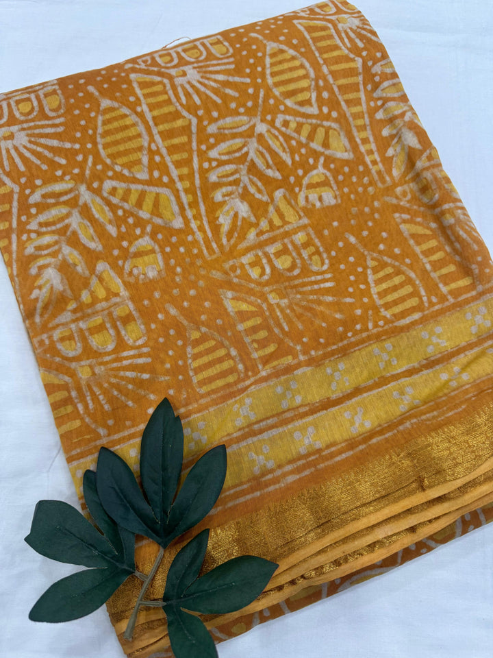 Block Printed Maheshwari silk saree