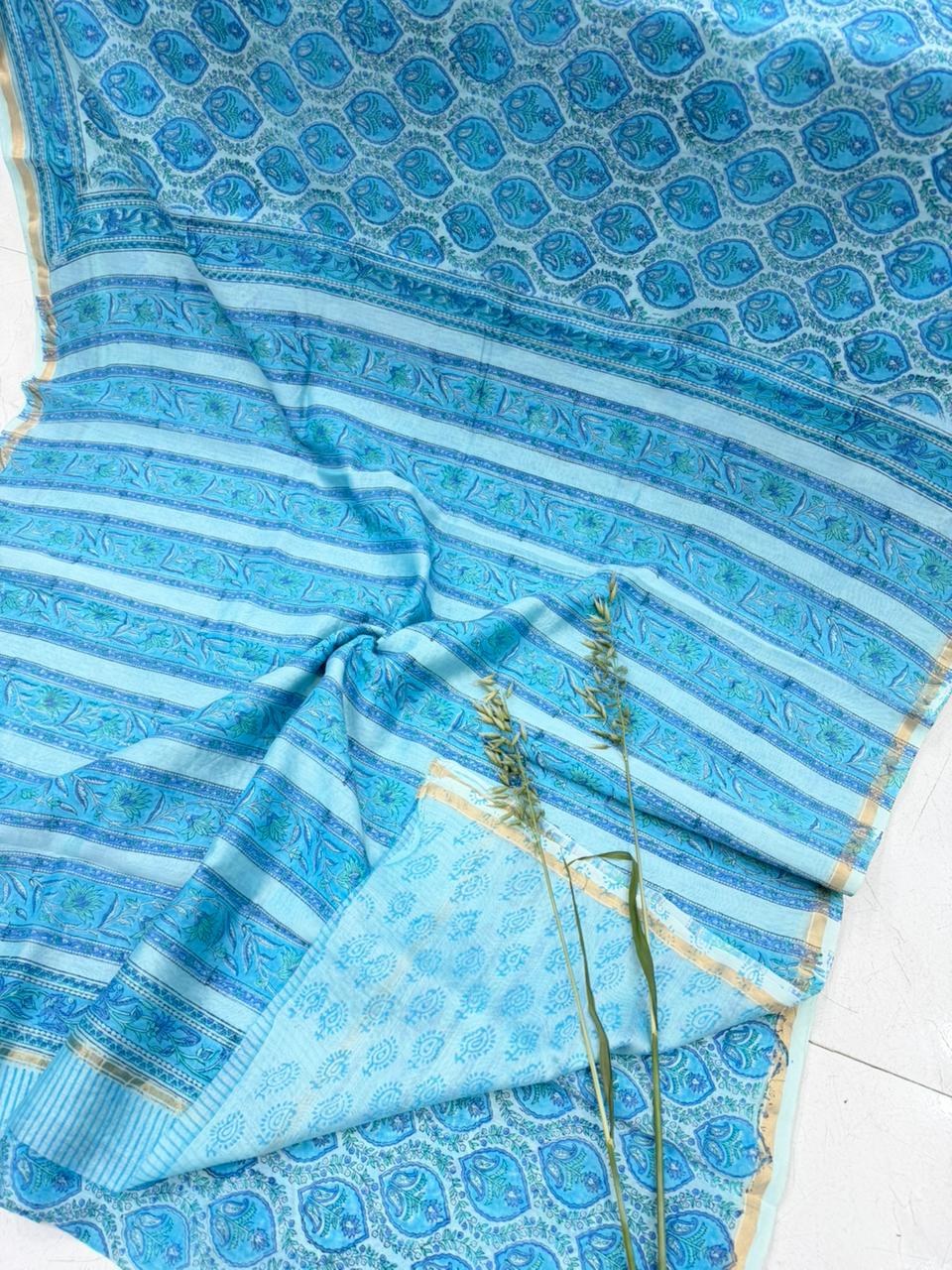 Bagru Printed Chanderi Silk Saree