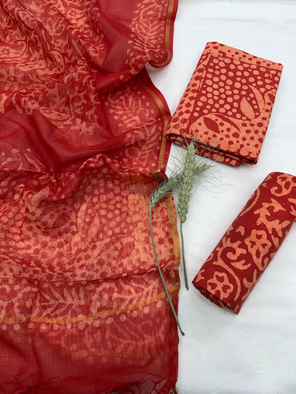 Elegant Cotton Suit with Kota Doriya Dupatta