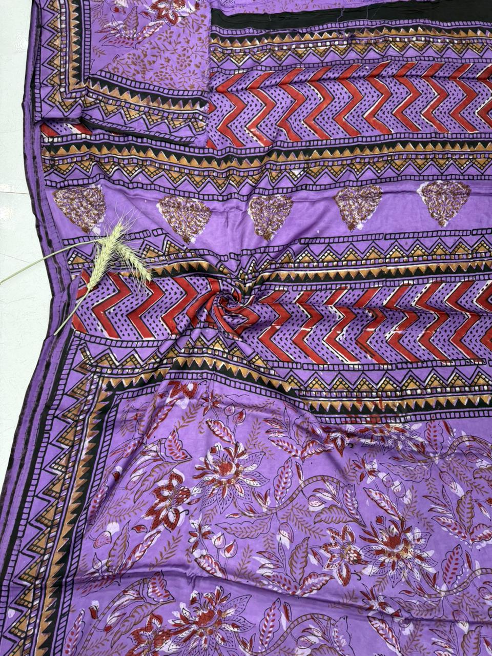 printed modal silk saree