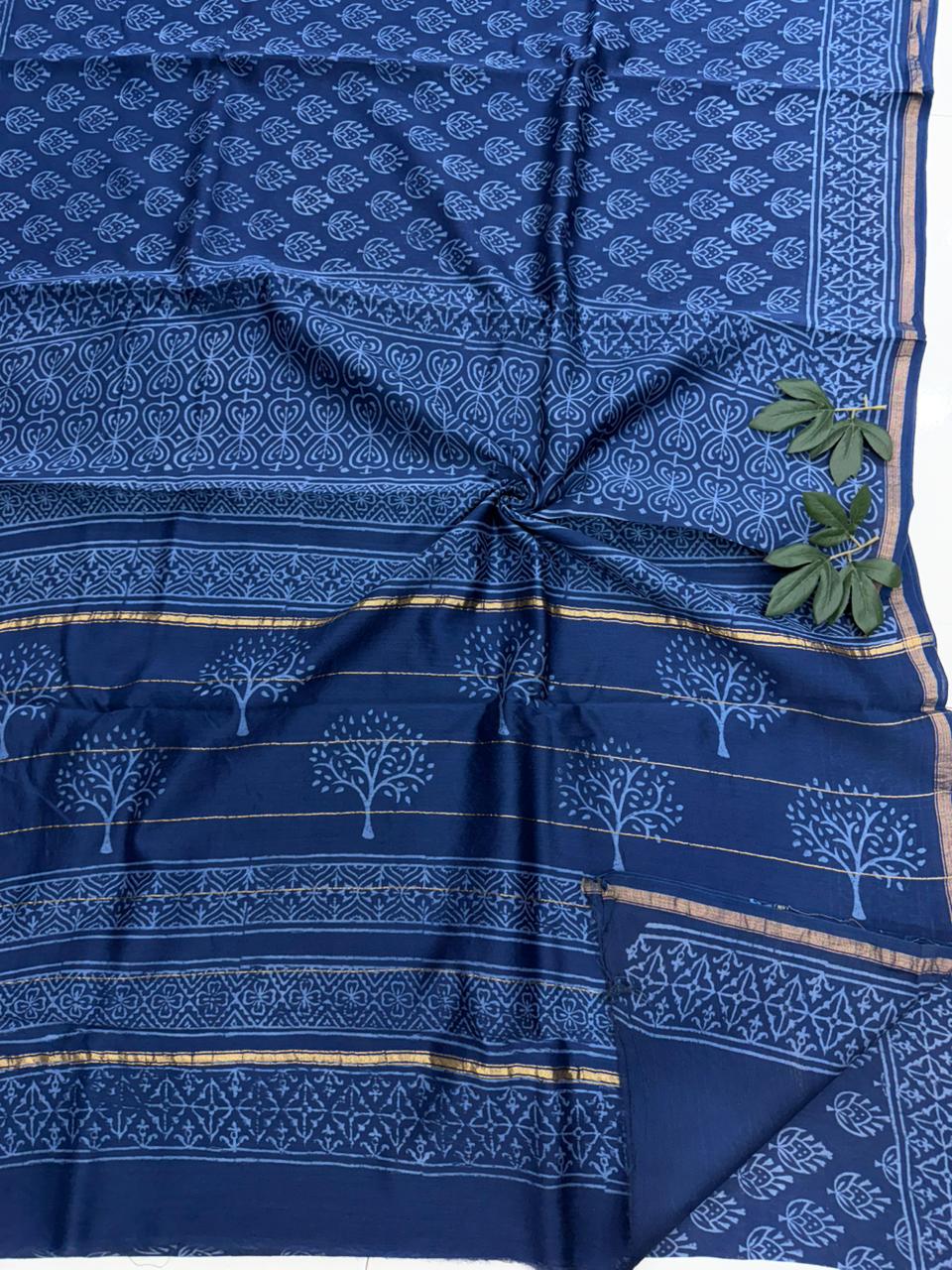 Chanderi Silk Saree with zari border