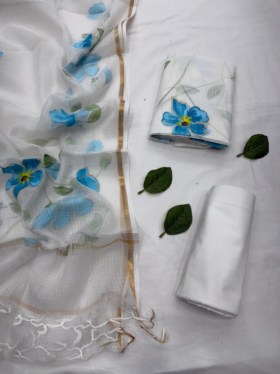 Hand painted Kota doriya cotton suit
