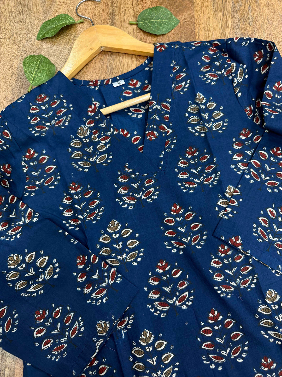 Indigo Bagru Handblock Print Top & Bottom Set for Women